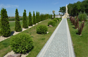 Design of landscaping in the garden, park, square, recreation area