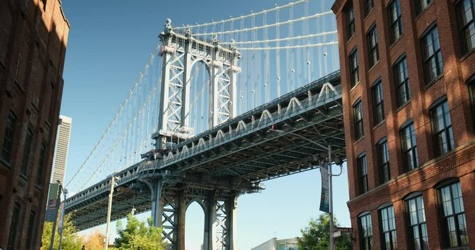 Manhattan Bridge street view in Brooklyn New York