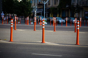 Anti parking bollard in the city