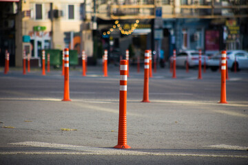 Anti parking bollard in the city