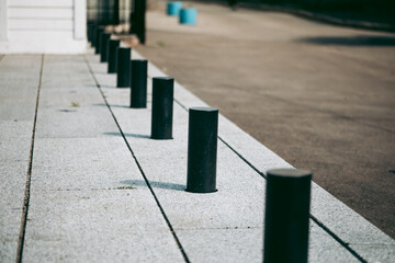 Anti parking bollard in the city