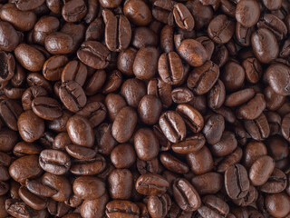 Detailed shot of roasted coffee beans
