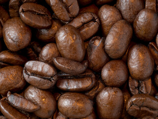 Detailed shot of roasted coffee beans