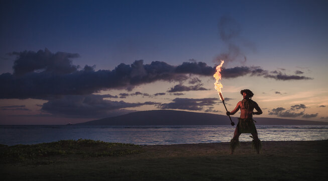 Traditional Hawaiian Fire Dancer