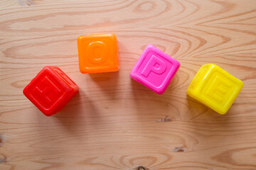 Hope word made of children plastic cubes