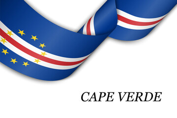 Waving ribbon or banner with flag of Cape Verde.