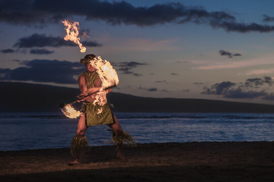 Traditional Hawaiian Fire Dancer