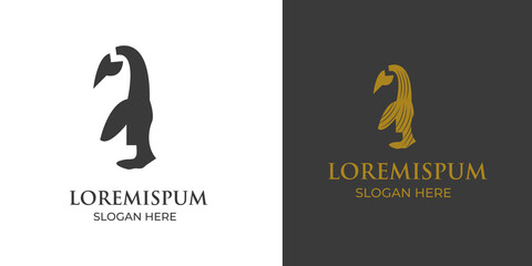 Penguin. Logo, Element logo. Black and white penguin and penguin with shadows and colors. polar Vector.penguin vector icon logo cartoon character fish salmon illustration doodle 11