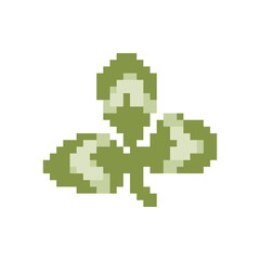 Obraz premium Clover flower pixel art vector isolated