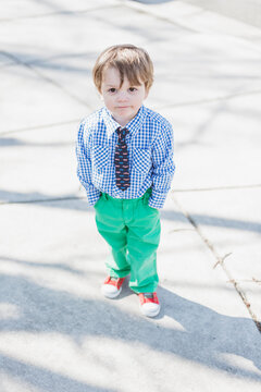 Cool Litte Boy Wearing Pastel Clothes
