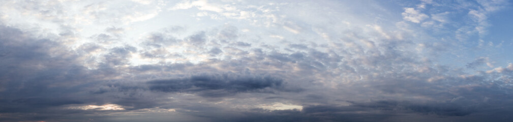Beautiful cloudscape. Panorama of a dramatic sky.