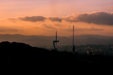 wind turbine at sunset
