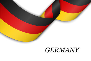 Waving ribbon or banner with flag of Germany