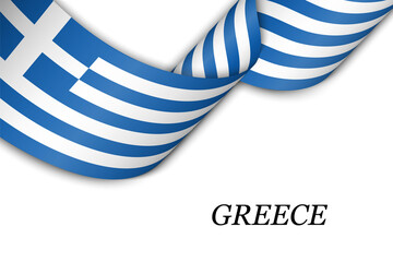 Waving ribbon or banner with flag of Greece
