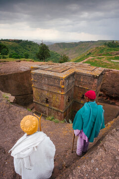 Africa, Ethiopia, Northern Ethiopia, Lalibela, The most famous of Lalibela's Rock Hewn churches, The Sunken Rock Hewn church of Bet Giyorgis, 'St. George', dating from the 12th Century, Lalibela's Rock Hewn Churches rank amoung the greatest religio-histo