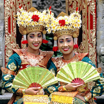 Portrait of Legong dancers, Bali, Indonesia, Southeast Asia, Asia