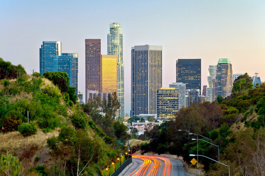 Pasadena Freeway (CA Highway 110) Leading to Downtown Los Angeles, California, United States of America