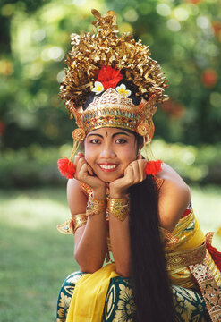 Portrait of a Legong dancer, Bali, Indonesia, Southeast Asia, Asia