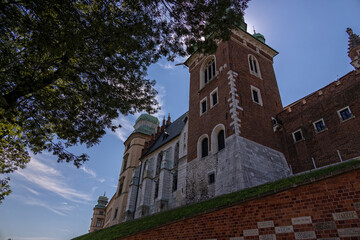 view of the Wawel Royal Castle in Krakow, Poland on a summer holiday day