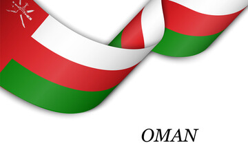 Waving ribbon or banner with flag of Oman - obrazy, fototapety, plakaty