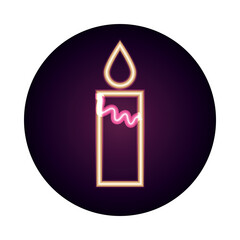 burning candle decoration neon icon style