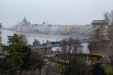 Budapest Chain Bridge and tram