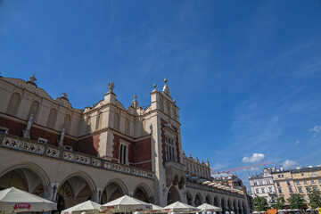 historic old town square in Krakow on a warm summer holiday day