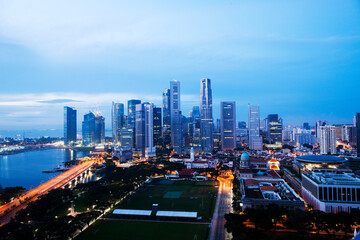Overview of Singapore Business district.