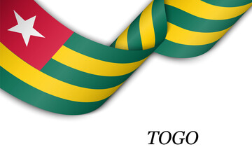 Waving ribbon or banner with flag of Togo.