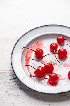 Maraschino Cherries On A Vintage Enamel Wear Plate