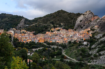 Obraz premium Castelmezzano is a city built on the rocks. Italy