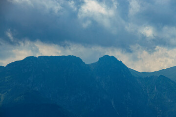landscape of the Tatra Mountains and Giewont Gubałówka on a warm summer cloudy holiday day