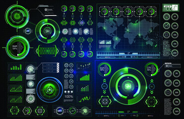 set Interface elements HUD, UI, GUI. Vector Callout Titles set. Futuristic callout bar labels, information call box bars and modern digital info boxes layout templates. Callouts titles in HUD style.