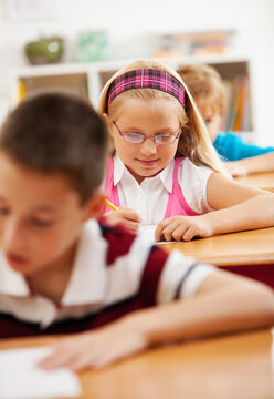 Classroom: Kids Taking Exam in Class