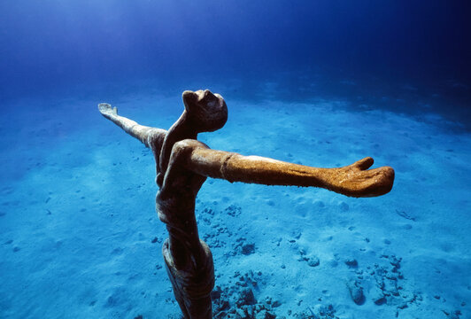 Statue of Christ underwater, Cozumel Island, Quintana Roo, Caribbean, Mexico