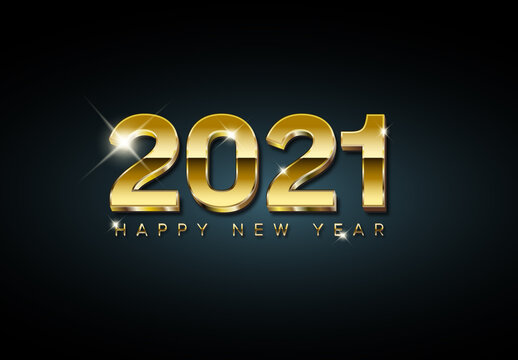 Happy New Year 2021 Digital Card Layout with Golden Numbers