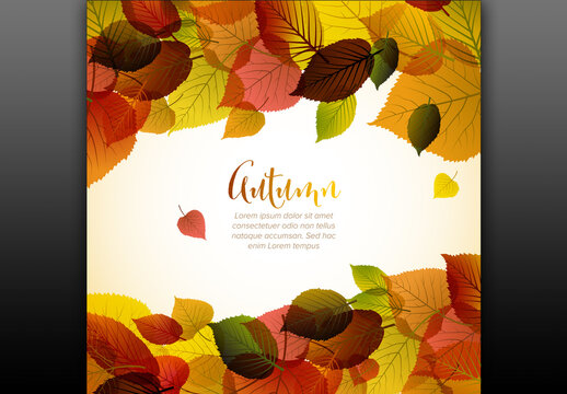 Autumn Leaves Background Digital Flyer Layout