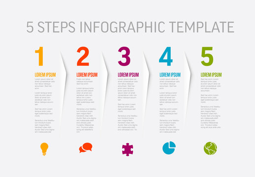 5 Simple Color Steps Process Infographic Layout