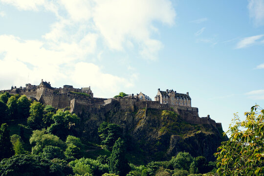 Castle Rock, Edinburgh, Scotland on a sunny day