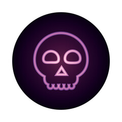 happy halloween, creepy skull trick or treat party celebration neon icon style