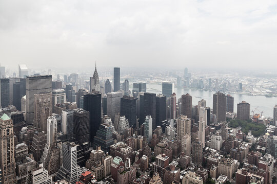 Manhattan Skyline in an Overcast Day