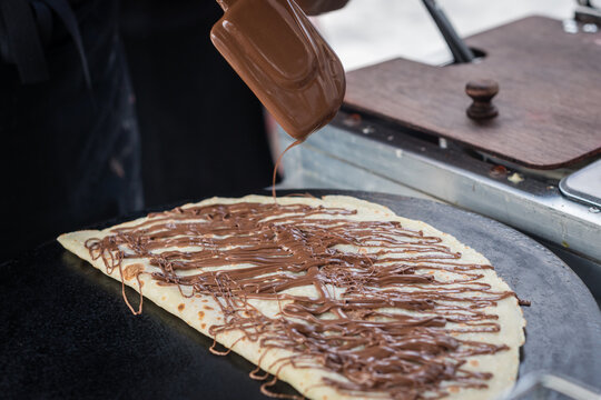 nutella crepe at an outdoors food stall