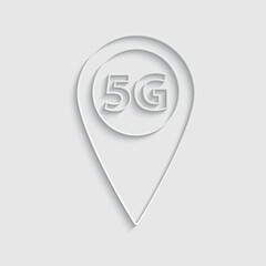 paper 5G internet map pointer icon vector