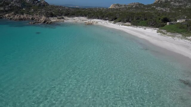 Aerial view of the wonderful Pink Beach in Sardinia, Italy