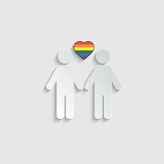paper Gay  LGBT pride rainbow heart icon people love icon. 
