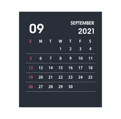 September 2021 Calendar Leaf