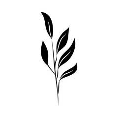 Fototapeta na wymiar minimalist tattoo floral botanic silhouette art herb and leaves