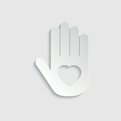 paper Hand with heart  icon vector logo