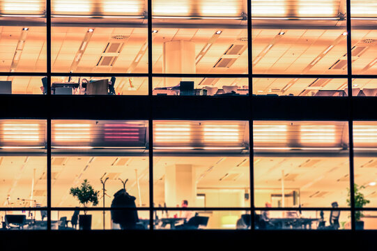 People working late in office