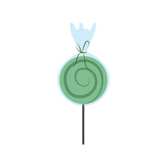 wrapped candy in stick celebration flat icon style